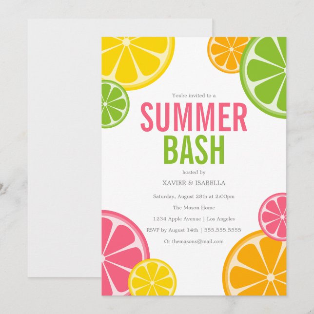 Sommerpause| Sommerliche Party Einladung (Vorne/Hinten)