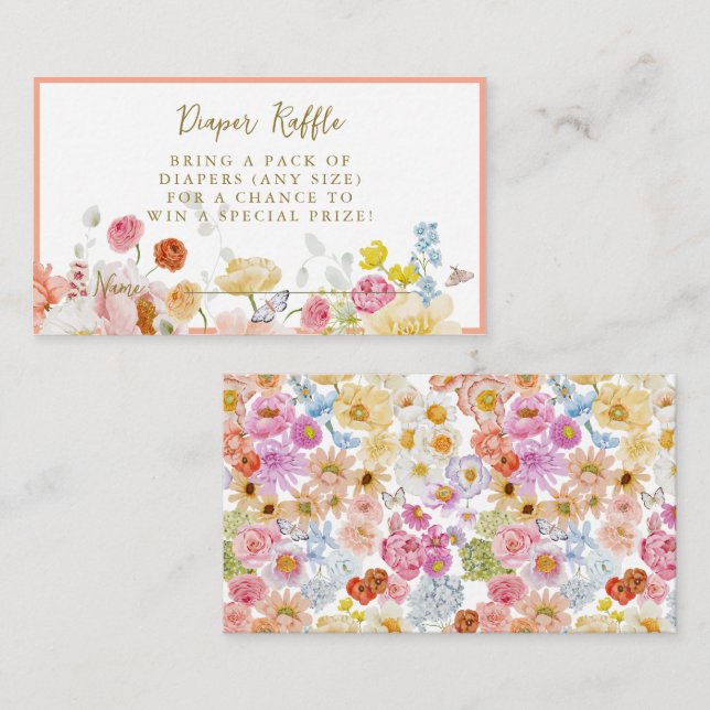 Sommerpfirsichblütendusche Windelwanne Begleitkarte (Vorne/Hinten)