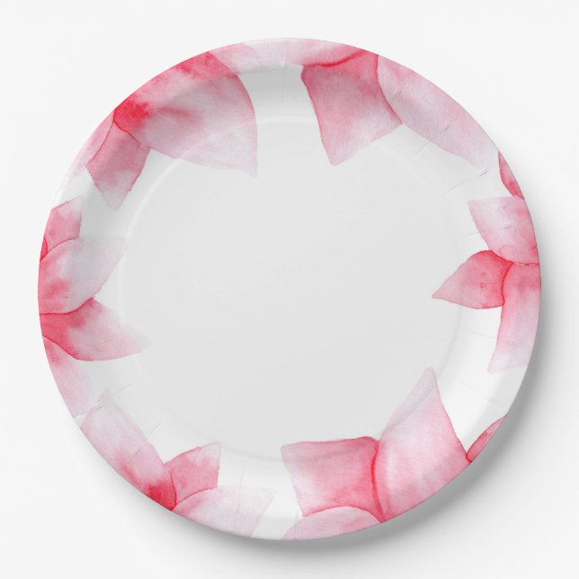 Sommerpfirsichkorallen Wasserfarbe Blumenchic Pappteller (Vorderseite)