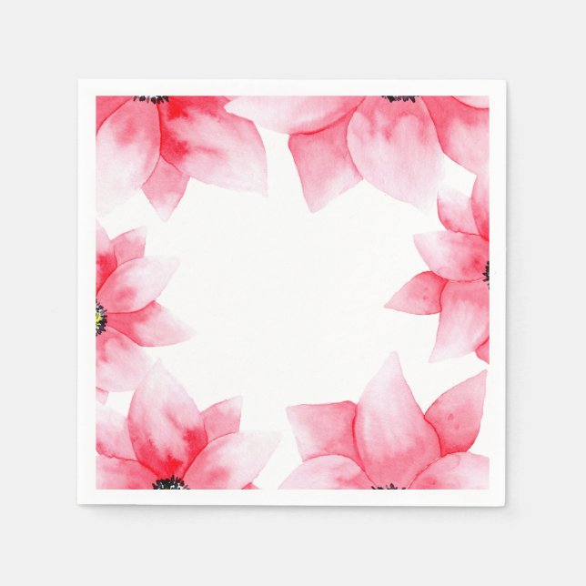 Sommerpfirsichkorallen Wasserfarbe Blumenchic Serviette (Vorderseite)
