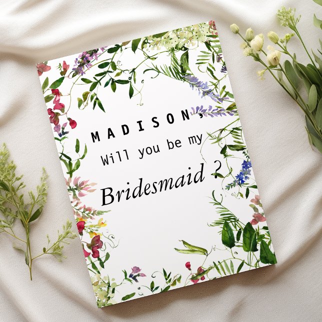 Sommerpink-grüne Lavendel-Minze Blumenmädchen Einladung (Summer pink green lavender mint floral Bridesmaid)