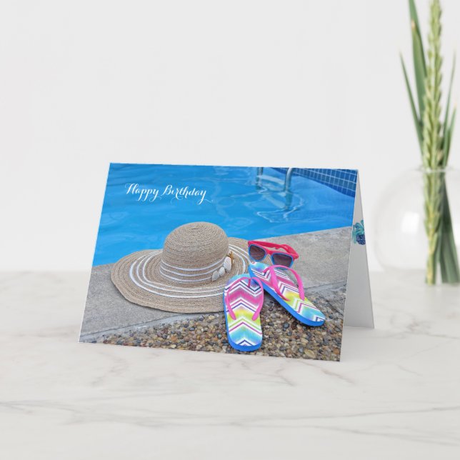 Sommerpool Geburtstag Karte (Vorderseite)
