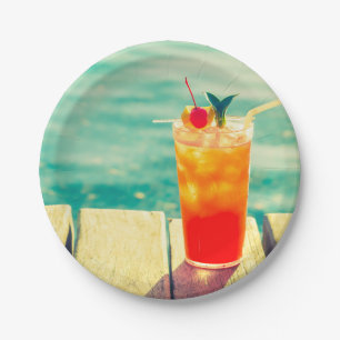 Sommerpool Party Spaß beim Sonnencocktail Pappteller