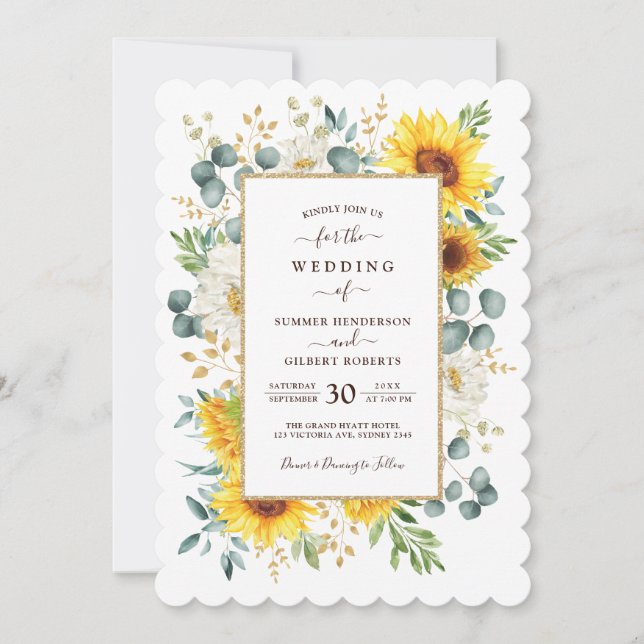 SOMMERRADIANCE Sonnenblumengarten Hochzeit Einladung (Vorderseite)