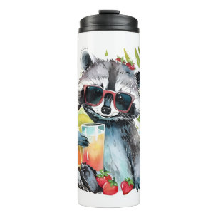 Sommerrakoon in Sonnenbrille Beach Chillout Thermosbecher