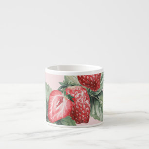 Sommerreife Erdbeeren: Aquarellfarben Rosa Espressotasse