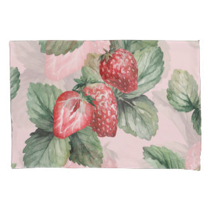 Sommerreife Erdbeeren: Aquarellfarben Rosa Kissenbezug