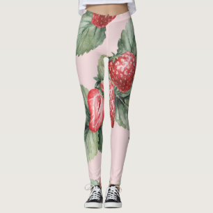 Sommerreife Erdbeeren: Aquarellfarben Rosa Leggings