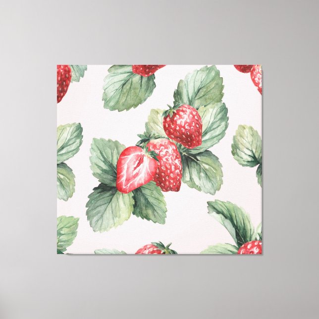 Sommerreife Erdbeeren: Aquarellfarben Rosa Leinwanddruck (Vorderseite)