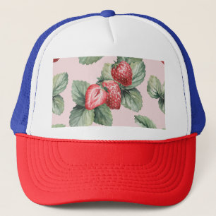 Sommerreife Erdbeeren: Aquarellfarben Rosa Truckerkappe