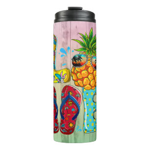 Sommerretro-Liebe bricht Vintage Strandflip-Flops Thermosbecher