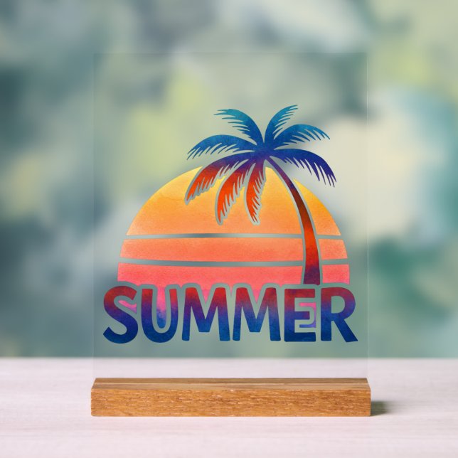 Sommerretro-Sonnenuntergang Acrylschild (Neutral)