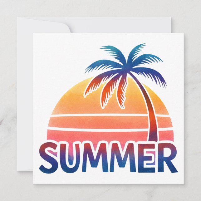 Sommerretro-Sonnenuntergang Karte (Vorderseite)