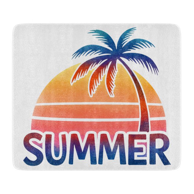 Sommerretro-Sonnenuntergang Schneidebrett (Vorderseite)