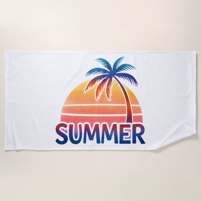 Sommerretro-Sonnenuntergang Strandtuch (Vorderseite)
