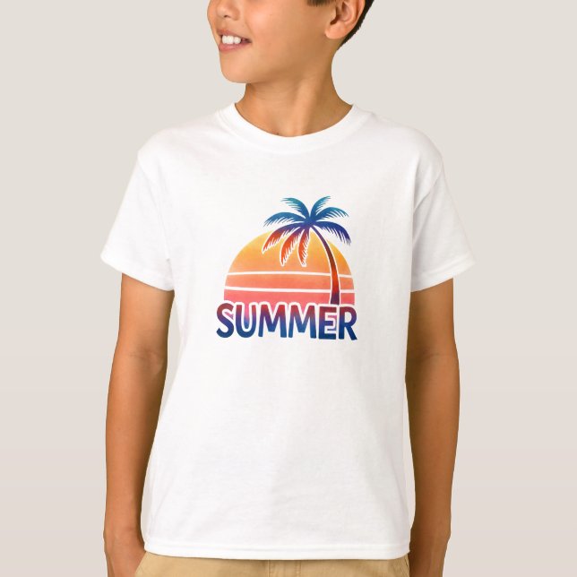 Sommerretro-Sonnenuntergang T-Shirt (Vorderseite)