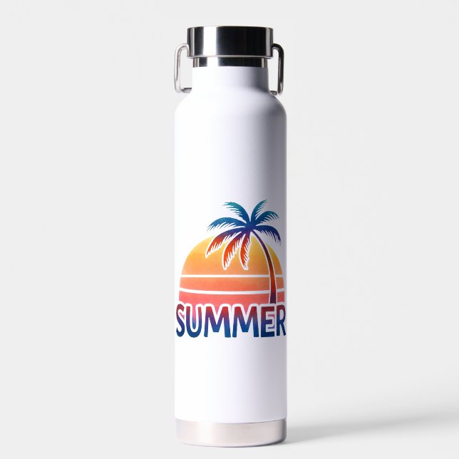 Sommerretro-Sonnenuntergang Trinkflasche (Vorne)