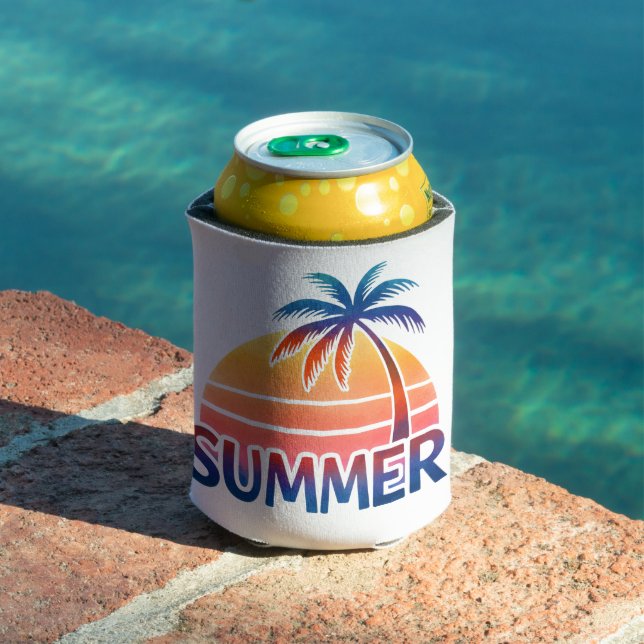 Sommerretro-Sonnenuntergangspalme personalisiert Dosenkühler (In Situ Pool)