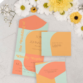 Sommerretro vibes fett abstrakte Hochzeit rsvp All In One Einladung