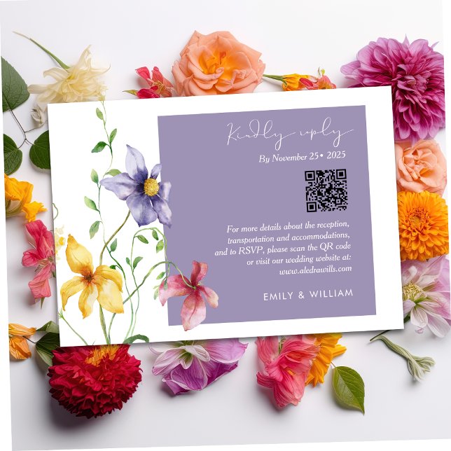 Sommerromantische Blumenwiese Stilvolle Hochzeit R RSVP Karte (Von Creator hochgeladen)