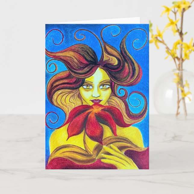 Sommerromantische Grußkarte Karte (Gelbe Blume)