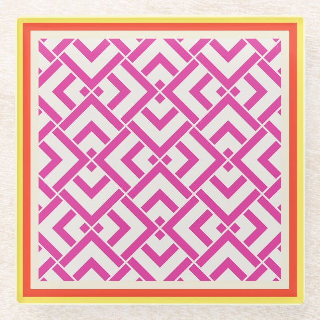 Sommerrosa geometrische Outdoor Classic Glasuntersetzer (Vorderseite)