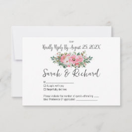 Sommerrosa Hochzeit mit floralen Wasserfarben RSVP Karte