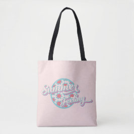 Sommerrosa und blaue Retro-Typografie des Gefühls Tasche