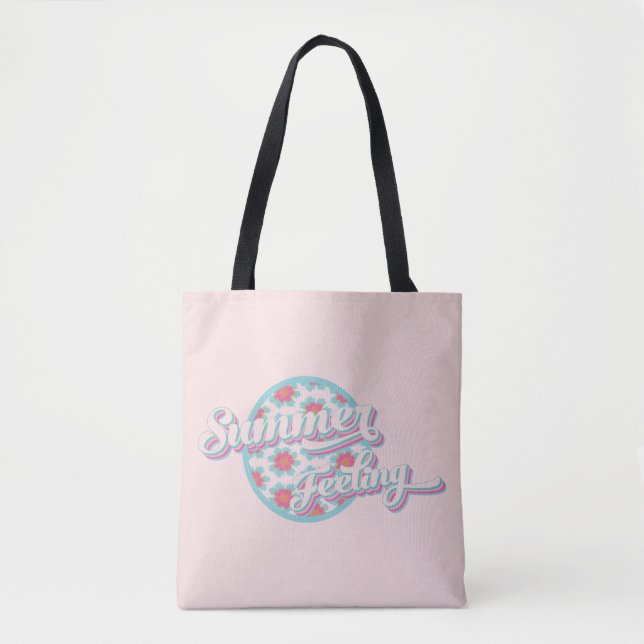 Sommerrosa und blaue Retro-Typografie des Gefühls Tasche (Vorderseite)