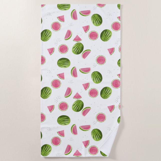 Sommerrosa und grüne Wassermelone Strandtuch (Vorderseite)