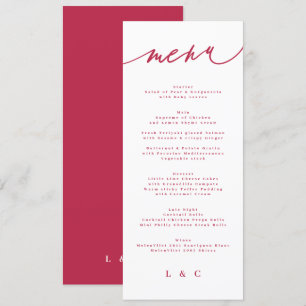 Sommerrotes Magenta Hochzeit Kalligrafie Menükarte