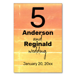 Sommerrustikale Lässig-Gelbpfirsichhochzeit Tischnummer