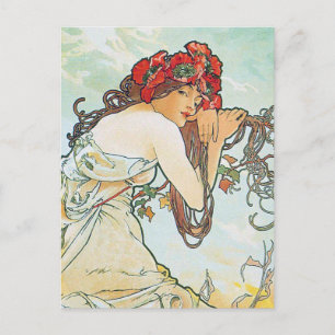 Sommersaison Alphonse Mucha Postkarte