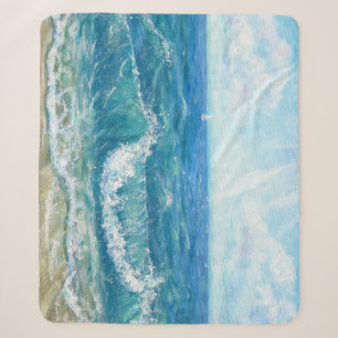 Sommersaison, blaue Wellen, Acrylmalerei. Sherpadecke
