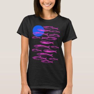 Sommersardinen in Rosa im Vintage-Küstenstil T-Shirt