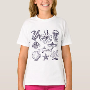 Sommerschildkröte Fischhaie Oktopus Seashell T-Shirt