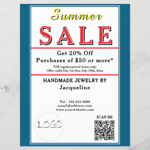 Sommerschlussverkauf Blau Weiß Herz Flyer