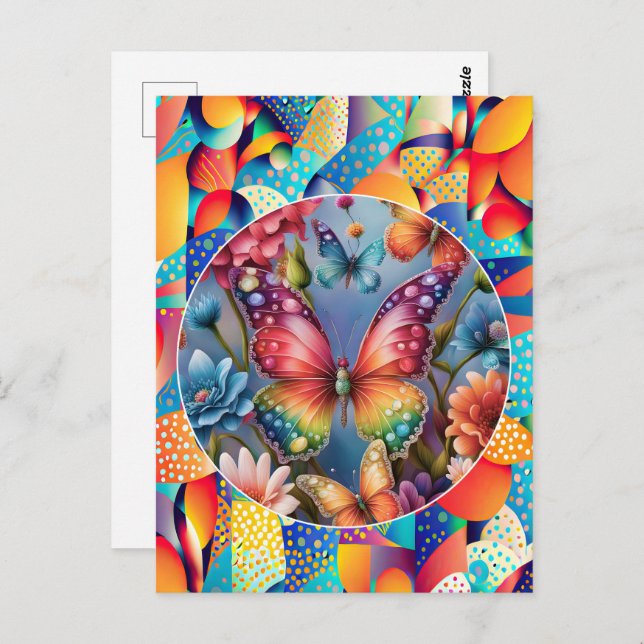 Sommerschmetterlinge Postkarte (Vorne/Hinten)