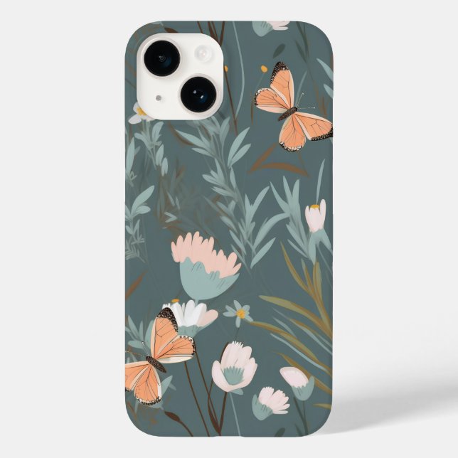 Sommerschmetterlinge und Wildblumen Case-Mate iPhone 14 Hülle (Rückseite)