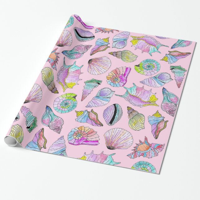 SommerSeashells in der Girly gemalten Geschenkpapier (Ungerollt)