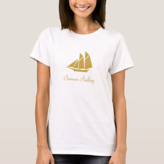Sommersegeln Goldene Yacht Alluberdrucktank bis T-Shirt
