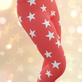 Sommersmuster Leggings in Rot und Weiß Star