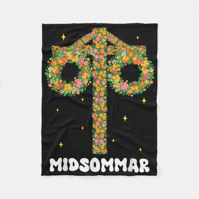 Sommersolstice Maypole Midsommar Schweden Fleecedecke (Vorderseite)