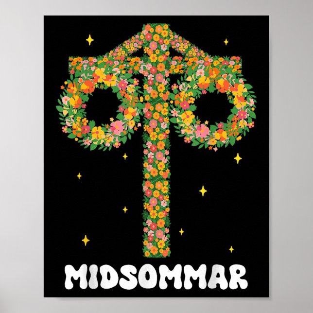Sommersolstice Maypole Midsommar Schweden Poster (Vorne)