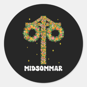 Sommersolstice Maypole Midsommar Schweden Runder Aufkleber