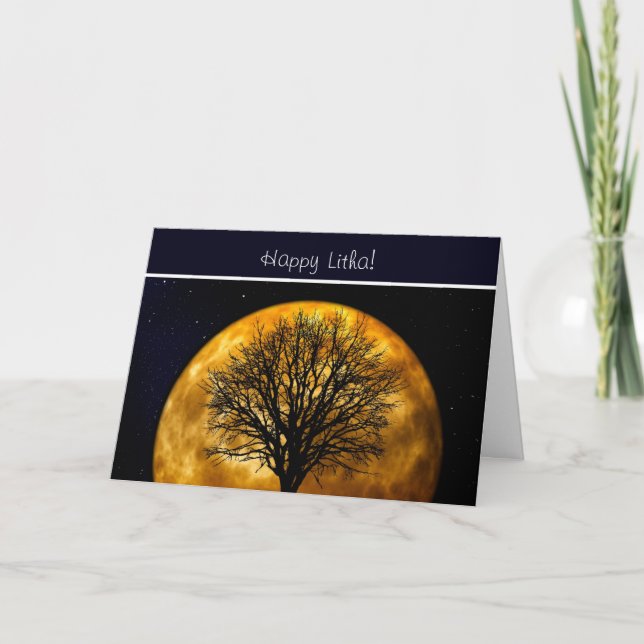 Sommersolstice Segnungen mit Baum und Mond Karte (Vorderseite)