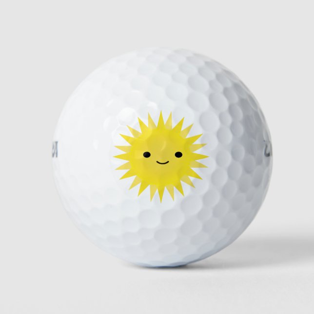 Sommersonne Lächelnd Cartoon Sonne Golfball (Vorderseite)