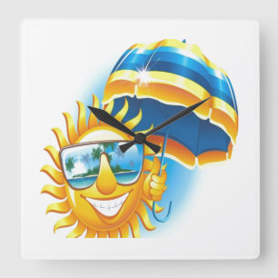 Sommersonne Quadratische Wanduhr