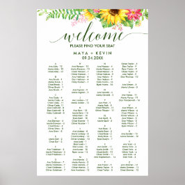 Sommersonnenblume Alphabetischer Sitzplan Poster