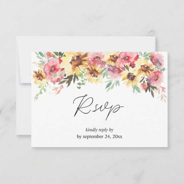 Sommersonnenblume mit RSVP-Karte RSVP Karte (Vorderseite)